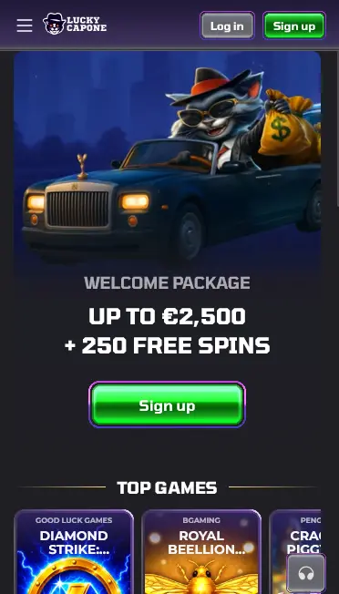 Mobilní aplikace Luckycapone Casino s uvítacím balíčkem a top hrami