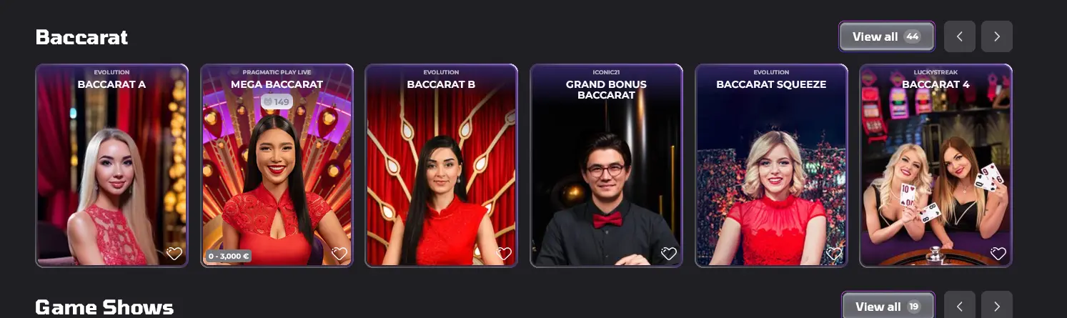 Živý baccarat Grand Bonus Baccarat a Baccarat Squeeze v Luckycapone Casino